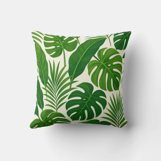 Minimal Greenery Leaves Botanical Throw Pillow クッション (裏面)