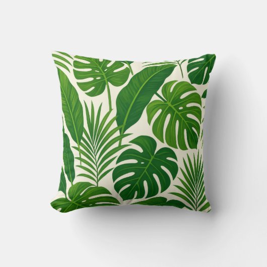 Minimal Greenery Leaves Botanical Throw Pillow クッション (正面)