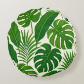 Minimal Greenery Leaves Botanical Throw Pillow ラウンドクッション (裏面)