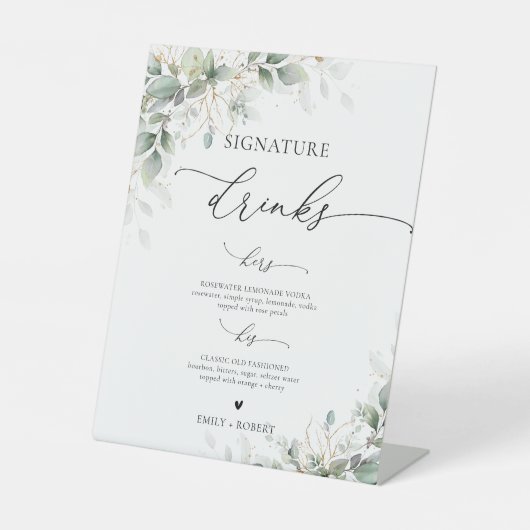 Minimal Greenery Signature Drinks Sign 台座サイン (正面)
