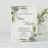 Minimal Greenery Wedding Invitation Gold Arch 招待状 (スタンド正面)