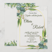 Minimal Greenery Wedding Invitation Gold Arch 招待状 (正面/裏面)