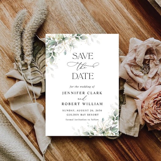 Minimal Greenery Wedding Save The Date セーブザデート