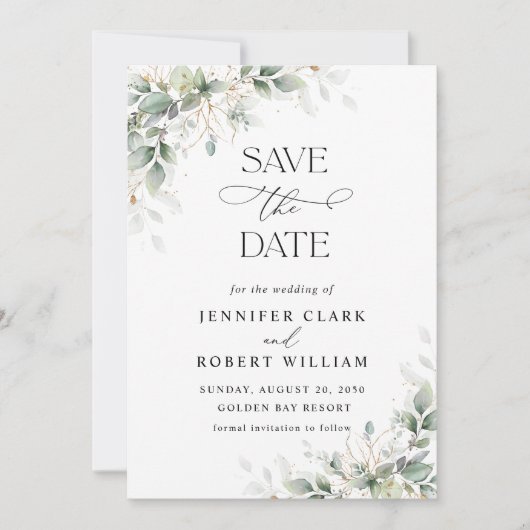 Minimal Greenery Wedding Save The Date セーブザデート (正面)