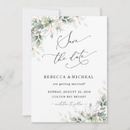 Minimal Greenery Wedding Save The Date Invitation 招待状