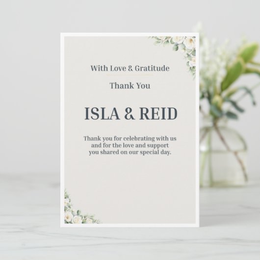 Minimal Greenery Wedding Thank You Card 招待状 (スタンド正面)