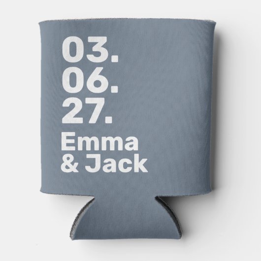 Minimal grey bold modern wedding date and names 缶クーラー (正面)