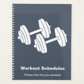 Minimal Grey White Dumbbell Motto Workout Schedule プランナー手帳 (正面)