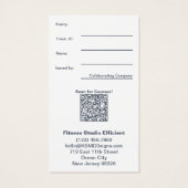 Minimal Grey White Fitness Promo Gift Voucher Card (裏面)