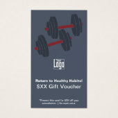 Minimal Grey White Fitness Promo Gift Voucher Card (正面)