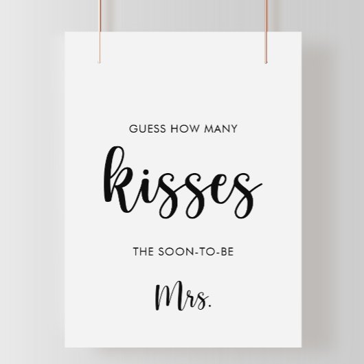 Minimal Guess How Many Kisses Bridal Shower Game  ポスター