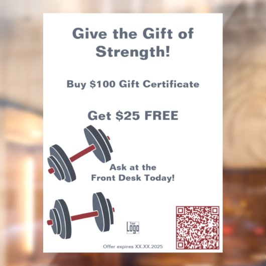 Minimal Gym All Year Gift Certificate Promotion ウィンドウサイン (シート2)