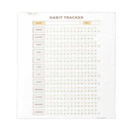 Minimal Habit Tracker Beige Grid Design ノートパッド