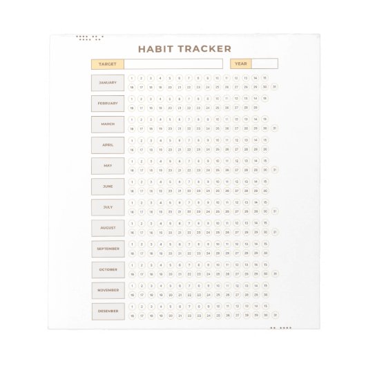 Minimal Habit Tracker Beige Grid Design ノートパッド (正面)