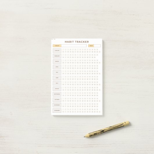 Minimal Habit Tracker Beige Grid Design ポストイット (デスク上)