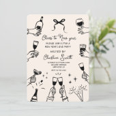 Minimal Hand Drawn “Cheers to New Year” Party  招待状 (スタンド正面)