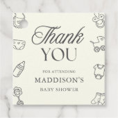 Minimal Hand Drawn Gender Neutral Baby Shower フェイバータグ (正面)