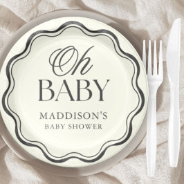 Minimal Hand Drawn Gender Neutral Baby Shower ペーパープレート