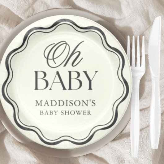 Minimal Hand Drawn Gender Neutral Baby Shower ペーパープレート