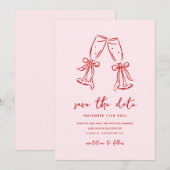 Minimal Hand Drawn Whimsical Doodle Save The Date セーブザデート (正面/裏面)