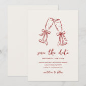 Minimal Hand Drawn Whimsical Doodle Save The Date セーブザデート (正面/裏面)