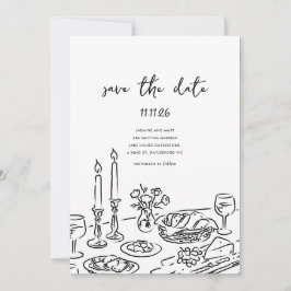 Minimal Hand Drawn Whimsical Doodle Save The Date セーブザデート