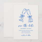 Minimal Hand Drawn Whimsical Doodle Save The Date セーブザデート (正面/裏面)