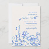Minimal Hand Drawn Whimsical Doodle Wedding Invite セーブザデート (正面)