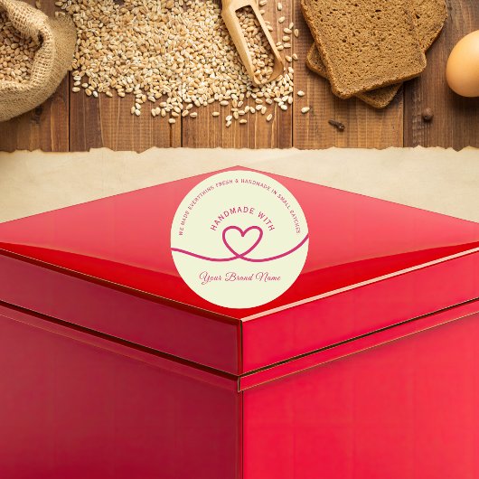 Minimal Hand made love heart Personalized Sticker ラウンドシール