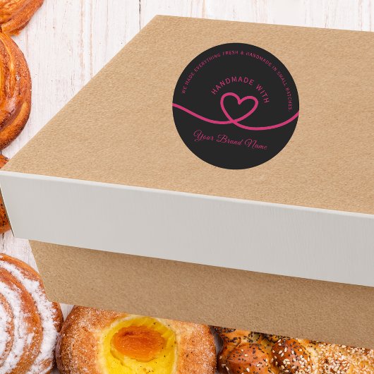 Minimal Hand made love heart Personalized Sticker ラウンドシール