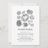 Minimal Handdrawn Friendsgiving Dinner Fall 招待状 (正面)