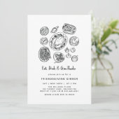 Minimal Handdrawn Friendsgiving Dinner Fall 招待状 (スタンド正面)