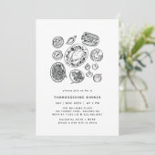 Minimal Handdrawn Thanksgiving Dinner Fall Invitat 招待状 (スタンド正面)