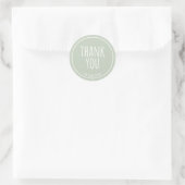 Minimal Handmade Feel Sage Green Thank You ラウンドシール (バッグ)