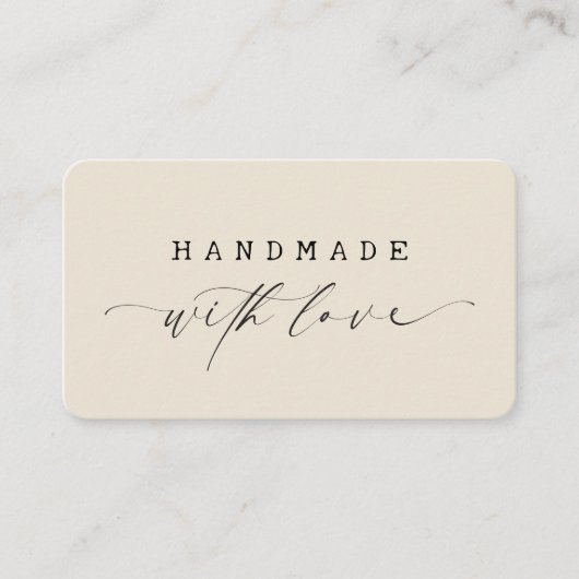 Minimal Handmade with Love Script カスタムロゴ 名刺 (正面)