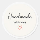 Minimal handmade with love sticker ラウンドシール (正面)