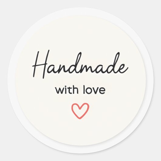 Minimal handmade with love sticker ラウンドシール (正面)