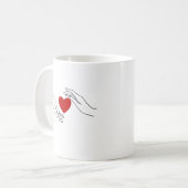 Minimal Hands Offering Red Heart Love Art コーヒーマグカップ (正面左)