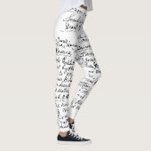 Minimal Handwriting Pattern – чорний рукописний пр レギンス (右)