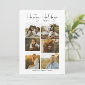Minimal Happy Holidays Script Family 6 Photos シーズンカード (スタンド正面)