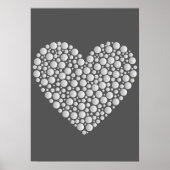 Minimal Heart Circles – White Gradient on Dark  ポスター (正面)