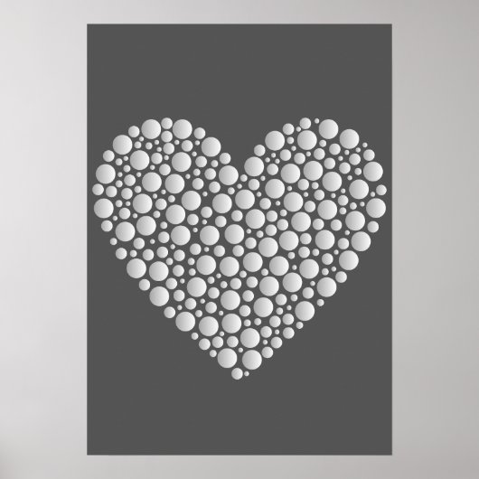 Minimal Heart Circles – White Gradient on Dark  ポスター (正面)