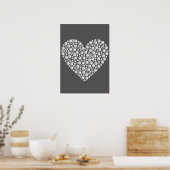 Minimal Heart Circles – White Gradient on Dark  ポスター (キッチン)
