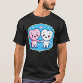 Minimal Heart Mascots Holding Hands Tシャツ (正面)
