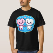 Minimal Heart Mascots Holding Hands Tシャツ (正面)