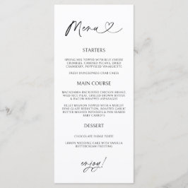 Minimal Heart Menu Card Reception Formal Dinner  メニュー