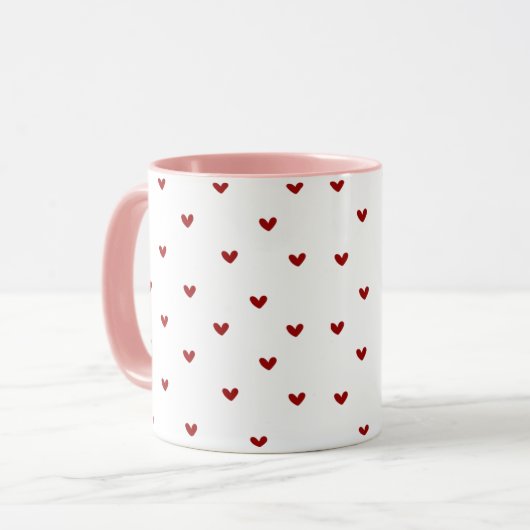 Minimal Heart Pattern Mug | Soft Pink Giftable Cup マグカップ (正面左)