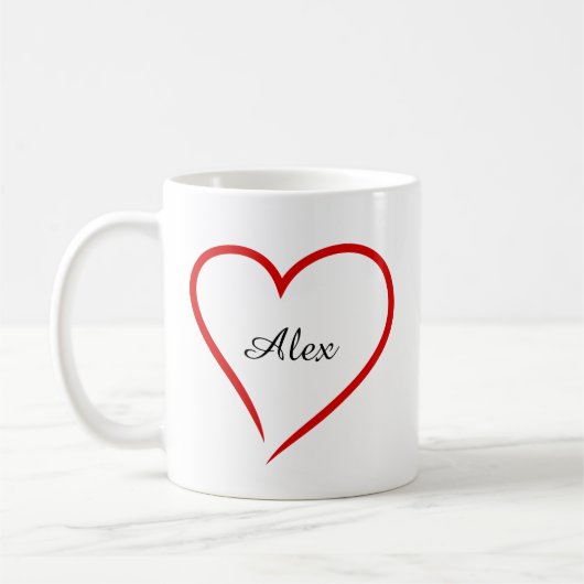 Minimal Heart with Custom Name – Personalized  コーヒーマグカップ (左)