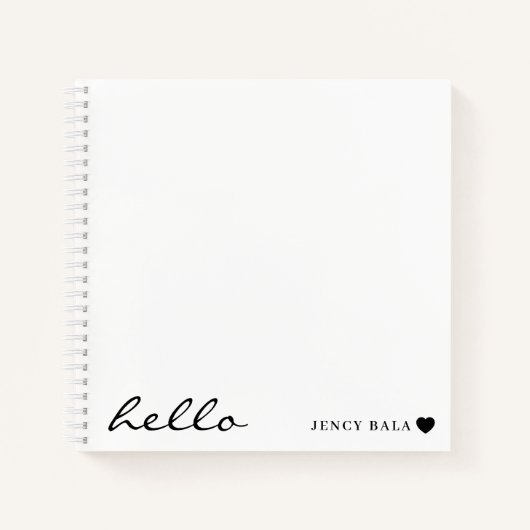Minimal Hello Modern Heart Design ノートブック (正面)