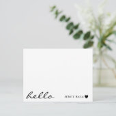 Minimal Hello Modern Heart Design ポストカード (スタンド正面)